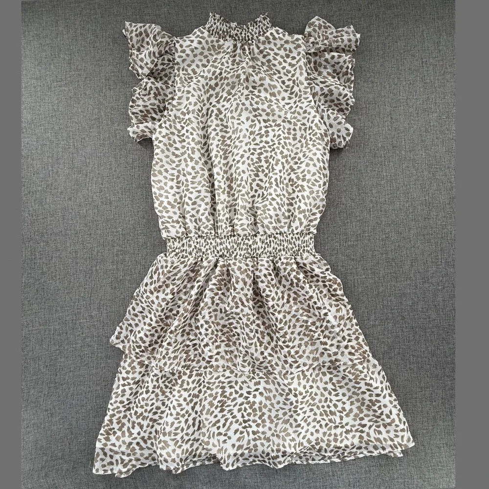 Express Mini Dress Tiered‎ Ruffle High neck Cinched waist XS Lined